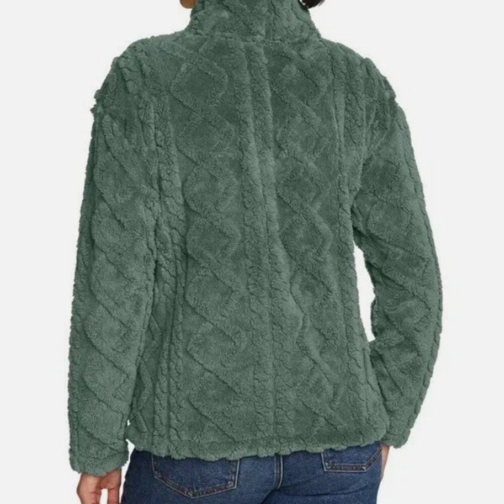 Eddie Bauer Women's Cable Fleece Mock Neck Pullover Green Size XXL - Picture 2 of 6